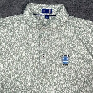 Stitch Golf Polo Sycamore Hills Shirt Mens L Waves AOP Performance Stretch Green